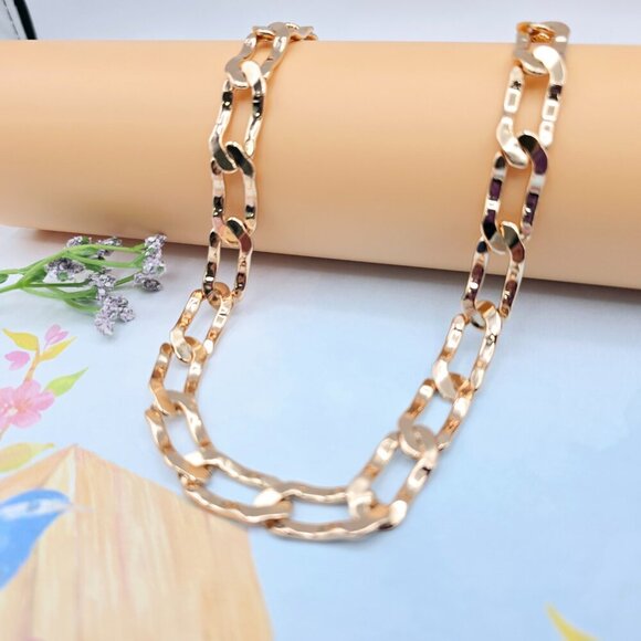 Rose Gold Chunky Link Necklace in High Shine Finish – 19.7 Inch, XPNL0071 - Picture 3 of 12